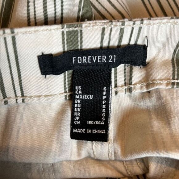Forever 21 High Rise Flare Striped Pants Olive White Size Small Retro Boho - Picture 7 of 8
